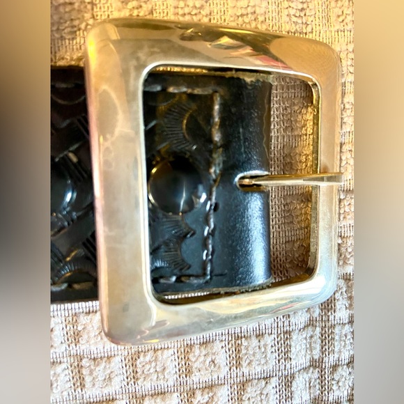 TEX SHOEMAKER & SONS Heavy Duty Black Leather Belt sz 32 (36” long, 2” wide) - Picture 6 of 12